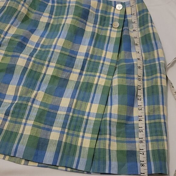 Talbots Irish linen wrap plaid skirt size 8 - Picture 4 of 7
